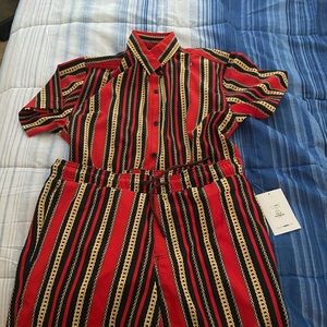 Fashion nova red and black short set